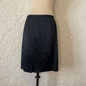 Vintage Philippe Adec Black Satin A Line Pleated Skirt Women’s 4, 90s Y2K